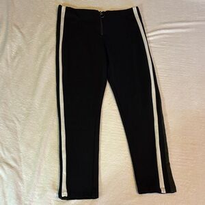 Dex Black Pants with Zip and Stripe Accents